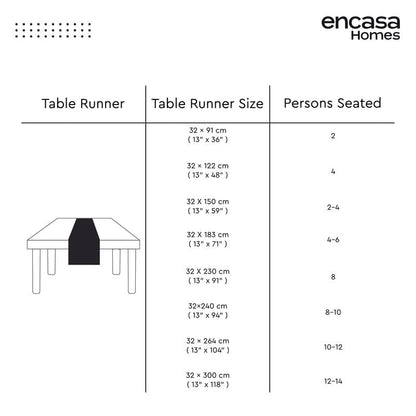 Encasa Table Runner 13x72 in Long | Cotton Canvas Fabric | White Solid Color | Machine Washable & Durable