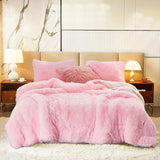 Flysheep Luxury Faux Fur Shaggy Comforter Set Twin Size, Plush & Sherpa Reversible Comforter Pink, 3 Pieces Fluffy Fuzzy Bedding Set Ultra Soft and Warm for Kids (1 Comforter + 2 Pillowcases) Flysheep