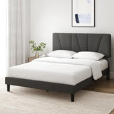 ZINUS King Maya Upholstered Bed Frame with Asymmetric Headboard, Durable Wooden Slats, Sturdy Framework, Noise Free Sleep, No Box Spring Needed, Easy Assembly, Eco Friendly Packaging, Dark Grey ZINUS