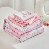 Joyreap 4 Piece Toddler Bedding Set for Girls- Pink Butterflies n Flowers Patchwork Toddler Comforter Set, Includes Quilted Comforter, Fitted Sheet, Top Sheet, and Pillow Case Joyreap