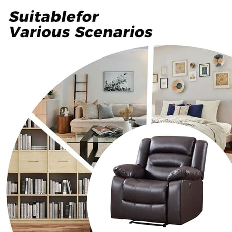 EBELLO Classic Power Recliner Chair for Living Room, Faux Leather Oversized Electric Overstuffed Reclining Chair with Thick Cushion, Comfortable Armrest and USB Charge Port, Brown EBELLO