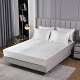 Bedding_Dreamer Silk Like White Comforter Set with Sheet Set King Size 8 Pieces Satin Bedding Set Silky Bed-in-a-Bag Luxury Hotel Soft Silky Comforter Set with 1 Cushion Cover Vegan Silky Bed Set Bedding_Dreamer