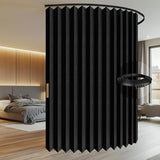 100% Blackout Accordion Room Divider Curtains - with Flexible Ceiling Track Total Privacy Sound Proof Curtains Suitable for Bedroom Patio Sliding Door(Black, W100 x L84, 1 Pack) AJAZZ