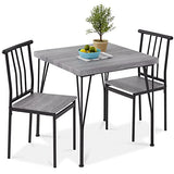 Best Choice Products 3-Piece Dining Set Modern Dining Table Set, Metal and Wood Square Dining Table for Kitchen, Dining Room, Dinette, Breakfast Nook w/ 2 Chairs - Gray Best Choice Products