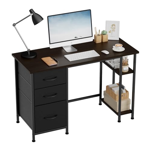 WENRENER Computer Desk with File Drawers Cabinet, 47Inch Home Office Desk with Storage, Gaming Desks with Study Work Writing Desk Computer Tables for Bedroom, Home Office, Black