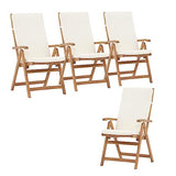 OC Orange-Casual Folding Patio Dining Chair Set of 4, Outdoor Acacia Wooden Reclining Chair w/Armrest & Removeable Cushion, FSC Certified Wood, for Porch, Backyard, Garden, Indoor, Beige OC Orange-Casual