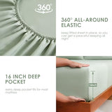 JSD Sage Green Twin Sheet Set with Side Pocket Corner Straps, 3 Piece Soft Kids Microfiber Bed Sheets Extra Deep Pocket JSD