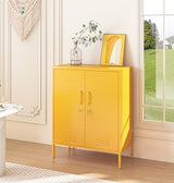 Aiasuit 2 Door Lockable Metal Storage Cabinet, 3-Tier Heavy Duty Industrial Cabinet with Removable Shelves, Easy Assembly Multi-Purpose Storage for Home Office, Yellow 40" H x 31.5" W x 15" D Aiasuit