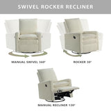 Oxford Baby Uptown Upholstered Swivel Glider and Recliner Nursery Chair - Corduroy, Pearl White Oxford Baby