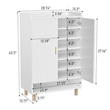 GEBAROW 8-Tier Shoe Storage Cabinet, Modern Organizer Cabinet with Doors, Wood Shoe Rack with Adjustable Shelves for Entryway, Hallway, Closet, Living Room, White GEBAROW