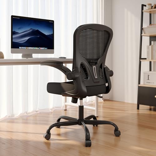 Office Chair, Ergonomic Desk Chairs 330LBS Capacity High Back Mesh Computer Chair with Flip-up Armrests, Comfy Work Chair with Adjustable Lumbar Support, Rolling Chair Synorla