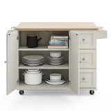 Homestyles Mobile Kitchen Island Cart with Wood Drop Leaf Breakfast Bar, Off White,Soft White, 54 Inch Width homestyles
