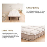 EMOOR Japanese Padded Futon Mattress Machi Twin Gray, Gusset Foldable Storable Elastic Bands Floor Sleeping Guest Bed Tatami Mat EMOOR