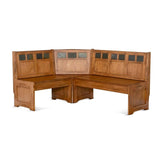 Pemberly Row Farmhouse Wood Kitchen Corner Breakfast Dining Nook Set with Hidden Storage in Rustic Oak Pemberly Row