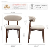 COLAMY Wooden Dining Chairs Set of 6, Modern Upholstered Fabric Dining Room Chair, Farmhouse Kitchen Side Chairs with Foot Pegs, Beige COLAMY