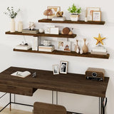 Fun Memories 55 Inch Fireplace Mantel Shelf -Long Floating Shelf, Wall Mounted Farmhouse Display Shelf with Invisible Heavy Duty Metal Bracket, Brown Fun Memories