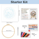 Embroidery Kit for Beginners, Beautiful small town Nature Landscape Pre-Stamped Pattern Kits for Adults , Easy to Follow Color Thread Needlework,DIY Cross Stitch Kits with 8'' Hoop Needles Threads
