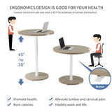 bilbil Round Pneumatic Adjustable Standing Desk, Space-Saving Circular Design with Locking Casters, Mobile Workstation for Home Office, Height-Adjustable Overbed Table, 31.5 Inch, Khaki Finish bilbil