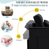 Antetek 3 in 1 Convertible Sleeper Sofa Bed, Modern Velvet Loveseat Futon Couch w/Pullout Bed, Small Love Seat Lounge Sofa w/Reclining Backrest, Toss Pillows, Pockets, Furniture for Living Room, Black Antetek