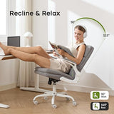amseatec Office Chair Adjustable Desk Chair Mid Back Executive Comfortable Fabric Ergonomic Back Support Home Computer Chair with Padded Flip-up Armrest Swivel Wheels (Cement Gray) amseatec