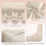 Wowelife Toddler Comforter Set for Girls, Pale Beige Toddler Bedding Set, 4 Pieces Double Ruffles Soft and Breathable Bed Set Includes Comforter, Fitted Sheet, Flat Top Sheet and Pillowcase Wowelife