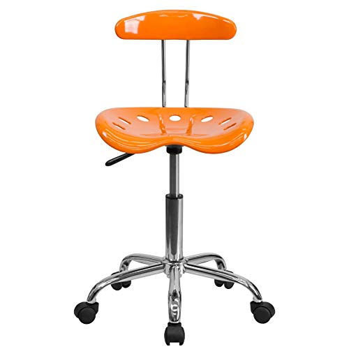 Flash Furniture Elliott Vibrant Orange and Chrome Swivel Task Office Chair with Tractor Seat Flash Furniture