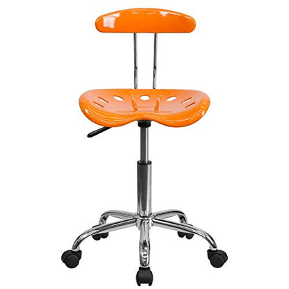 Flash Furniture Elliott Vibrant Orange and Chrome Swivel Task Office Chair with Tractor Seat - WoodArtSupply