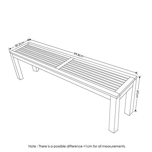 Furinno FG181110-C Tioman Outdoor Backless Bench, Natural,1-Pack - WoodArtSupply