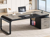 Itaar 70.9" Executive Desk, Large Computer Desk with Drawers and Lateral File Cabinet, Office Desk with Removable Shelves, Business Furniture Desk Workstation for Home Office, Gray Itaar