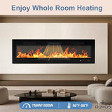 DUMOS 60" Freestanding Electric Fireplace, 1500W/750W Wall Mounted or Recessed Insert Fireplaces Heater with Remote Control,13 Adjustable Flame Color, 12H Timer, Touch Screen，Inky DUMOS