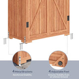 BELLEZE Outdoor Storage Shed with 4 Removeable Shelves, Wooden Garden Shed Lockable Tool Cabinet with Waterproof Roof, Outside Tall Tool Shed for Patio Backyard Lawn Yard - Wood BELLEZE