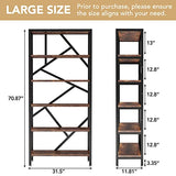 Tribesigns Vintage Industrial 6-Tier Bookshelf - 71 Inch Tall Open Etagere Bookcase in Brown Tribesigns