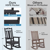 nalone Outdoor Rocking Chairs Set of 2, HDPE All Weather Resistant Rocking Chair for Porch, Oversized Patio Rocker Chair for Adult, Outdoor Rockers for Garden Lawn nalone
