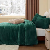 BEDELITE Fleece Twin Comforter Set -Super Soft & Warm Fluffy Dark Green Bedding, Luxury Fuzzy Heavy Bed Set for Winter with 1 Pillow case