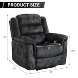 EBELLO Manual Recliner Chair, Soft Fabric Recliner Sofa with Overstuffed Armrest and Backrest for Living Room, Bedroom, Grey