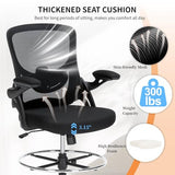 Drafting Chair, Tall Office Chair for Standing Desk, Ergonomic Standing Desk Chair with Flip-up Armrests, Counter Height Office Chair with Footrest and Adjustable Lumbar Support Chair Store