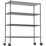 Raynesys Wire Shelving with 4" Wheels, 2000Lbs Heavy Duty 4-Tier Shelving Metal Shelves, 60x24x72in Steel Wire Storage Shelf Commercial Grade Adjustable Utility Rack for Garage, Kitchen Raynesys