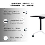 Folding Conference Tables,47.2x23.6x29.5in Modern Conference Room Tables Seminar Mobile Training Tables,with Caster Modular Flip Top Meeting Table for Office Conference Room (Trapezoid, 4 Pack) Crevew