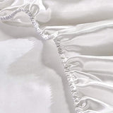 1 Piece Satin Fitted Sheet Only Classic Luxury Silky Soft Bed Sheets Solid Color (Twin, White) JUWENIN