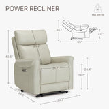 KISLOT Leather Recliner Chair for Adults Wall Hugger RV Recliner with USB Charging Ports Electric Power Reclining Sofa for Living Room Home Theater Seating Bedroom