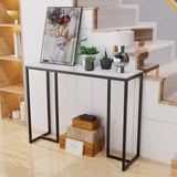 W:39.4xD:11.81xH:30.90 inch Console Table Entryway Accent Table Behind Sofa Table Black Metal Frame with Emerald White Top Generic
