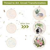 Santune 3 Pack Embroidery Kit for Beginners with Pattern, Cross Stitch Kits for Adults with Instructions,Needlepoint Kits for Adults Include 1 Embroidery Hoops,Color Threads and Needles(Cat)