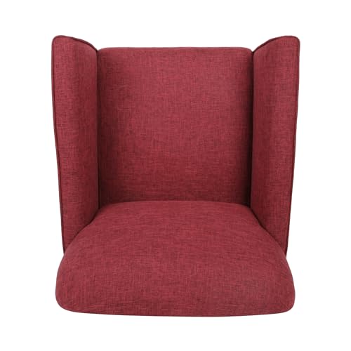 LOPOO Traditional Armchair with Tweed Upholstery and Curvy Retro Arms, Comfortable Seating for Living Room, Red LOPOO