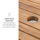 Walker Edison Maui Modern Solid Acacia Wood Slatted Patio Dining Table, 78 Inch, Dark Brown Walker Edison