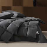 Airluck Feather Down Comforter Twin Size,Ink Gray All Season Duvet Insert,Luxurious Hotel Bedding Comforters with 100% Skin-Friendly Cotton Cover,Fluffy Medium Warmth with Corner Tabs(68x90 Inch) Airluck