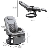 HOMCOM Faux Leather Manual Recliner, Adjustable Swivel Lounge Chair, Armchair with Footrest and Round Base for Living Room, Gray