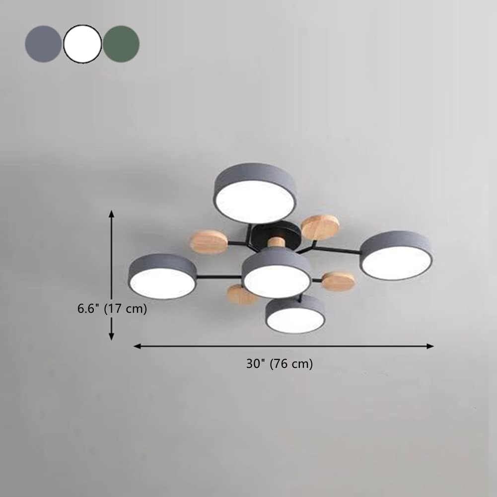LTTKLMP Nordic Modern Wood Sputnik LED Semi Flush Mount Ceiling Light Fixtures Molecule Chandelier Close to Ceiling Light Living Room Ceiling Lighting for Bedroom Dining Room Office Kitchen LTTKLMP