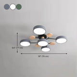 LTTKLMP Nordic Modern Wood Sputnik LED Semi Flush Mount Ceiling Light Fixtures Molecule Chandelier Close to Ceiling Light Living Room Ceiling Lighting for Bedroom Dining Room Office Kitchen LTTKLMP