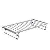 Nahenduo Twin Size Daybed with Pop up Trundle & Adjustable LED Lights, Futon Frame Bed, Metal Sofa Bed Frame for Living Room Bedroom Guest Room, Small Space, No Box Spring Needed (Sliver) Nahenduo