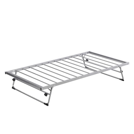 Nahenduo Twin Size Daybed with Pop up Trundle & Adjustable LED Lights, Futon Frame Bed, Metal Sofa Bed Frame for Living Room Bedroom Guest Room, Small Space, No Box Spring Needed (Sliver) Nahenduo